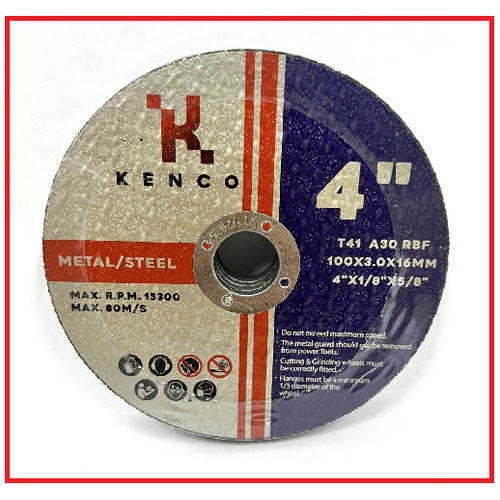 [EZM.8900345] 5 Pcs flat cutting disc for metal 4" 100X3.0X16mm - KENCO KCT41-100