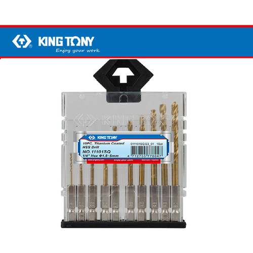 [EZM.8900642] MATA BOR TITANIUM 10PC1/4"COATED HSS DRILL BITS - KINGTONY - 011101SQ