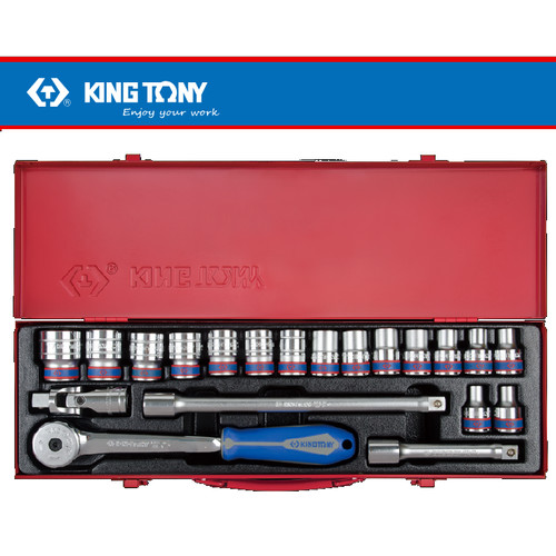 [EZM.8900745] KUNCI SOK MURAH 20PC 1/2 DR SET SOK 6PT METRIC CHROME KINGTONY 04320MR