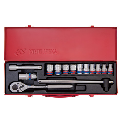 [EZM.8900953] KUNCI SHOCK 14PC 1/2" DR SOCKET SET 6PT METRIC CHROME KINGTONY 04512MR