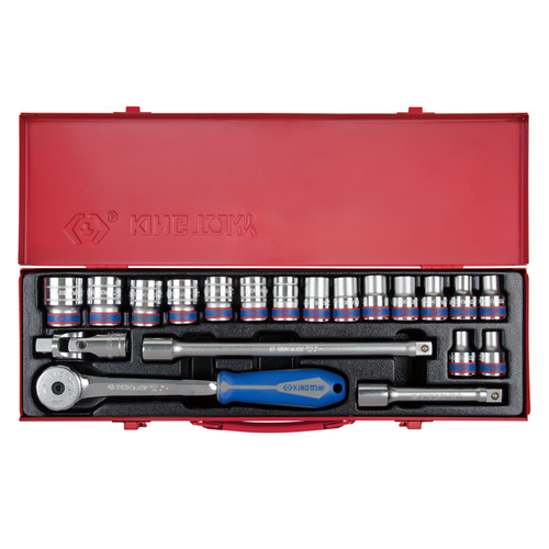 [EZM.8900956] KUNCI SOK 20PC - 1/2 DR SOCKET SET 6PT METRIC CHROME KING TONY 04320MR