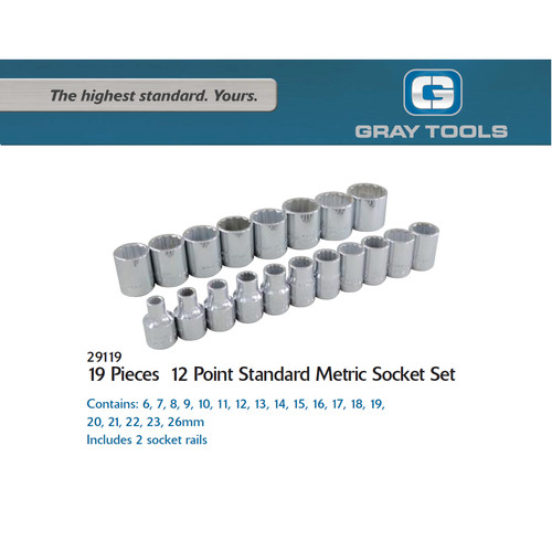 [EZM.8901027] KUNCI SHOCK SET - 19 Pcs 12 PT Socket Sok Sock GRAY TOOLS 29119