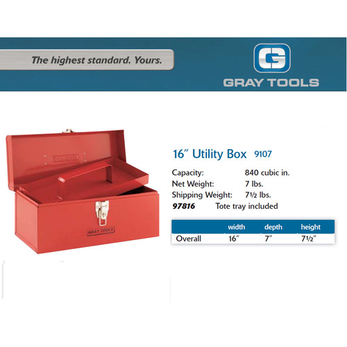 TOOL BOX KOTAK TOOLS - HANDBOX RED 16" GRAY TOOLS - 9107