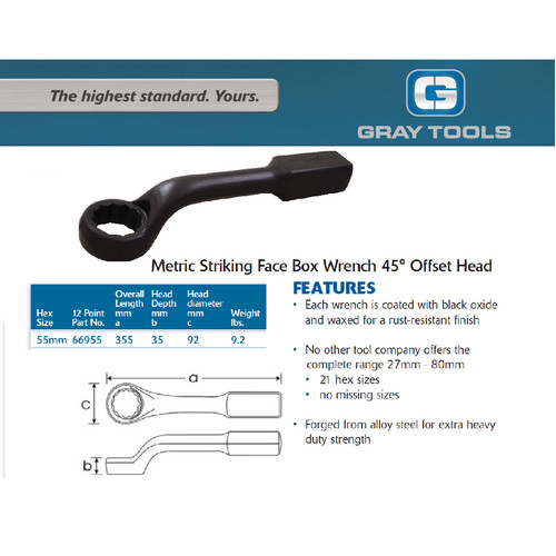 [EZM.8901051] KUNCI PUKUL 55MM - STRIKING FACE WRENCH-45DEGREE GRAY TOOLS 66955