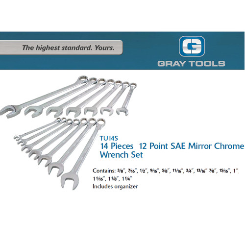 [EZM.8901057] KUNCI RING PAS - COMBINATION WRENCH SET 14 PIECE SAE GRAY TOOLS TU14S