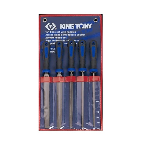 [EZM.8901157] KIKIR - 5PC.SECOND CUT FILES SET WITH HANDLES 10" KING TONY 01015GQ