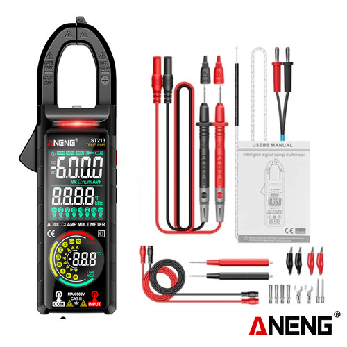 [EZR.2000358] Aneng ST213 Pro Clamp Meter VA Reverse Color Display Screen Multimeter 6000 Count True RMS Tester DC/AC Voltage Current Tool