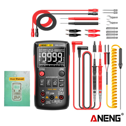 [EZR.2000101] Aneng Q1 Pro Digital Multimeter True RMS 9999 Counts Transistor Capacitor NCV Testers Original