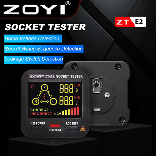 [EZR.2100016] ZOYI ZT-E2 Digital Smart Socket Tester Detector Voltage Test
