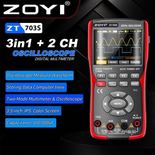 [EZR.2100018] ZOYI ZT703s 2 Channel OSCILLOSCOPE OSILOSKOP Digital Multimeter 50Mhz