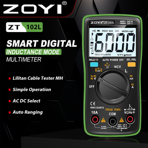 [EZR.2100021] ZOYI ZT102L Digital Multitester Multimeter Industors Lengkap Kapasitor