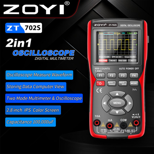 [EZR.2100022] ZOYI ZT-702S Digital Oscilloscope Multimeter 48M/S 10MHZ PC Waveform