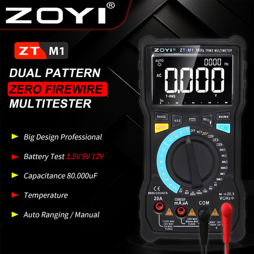 [EZR.2100029] ZOYI ZT-M1 Tester Capasitor 80 MicroFarad Multimeter Avometer Battery