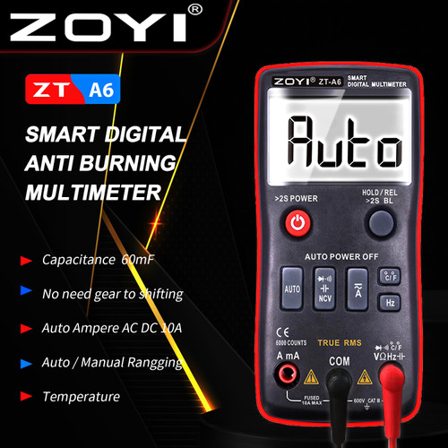 [EZR.2100044] ZOYI ZT-A6 Pengukur Arus Listrik Digital Multitester AC DC 1mF NCV