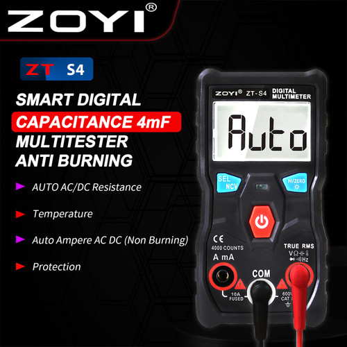 [EZR.2100047] ZOYI ZT-S4 Digital Multimeter Temperature Test NCV 4000 Counts AC DC