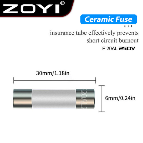 [EZR.2100056] ZOYI Fuse Keramik Fuse For Multimeter Instrument 20A 6mm x 30mm 250V