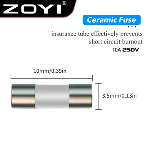 [EZR.2100059] ZOYI Fuse Keramik Fuse For Multimeter Instrument 10A 3.5mm x 10mm 250V