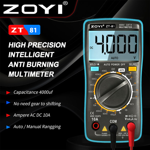 [EZR.2100060] ZOYI ZT-81 Avometer Multimeter Arus Listrik Capasitor Mikrofarad NCV