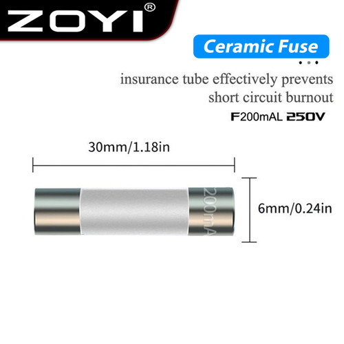 [EZR.2100061] ZOYI Fuse Keramik Fuse For Multimeter Instrument 200mA 6mm x 20mm 250V