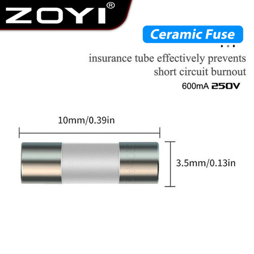 [EZR.2100062] ZOYI Fuse Keramik Fuse For Multimeter Instrument 600mA 3.5mmx10mm 250V