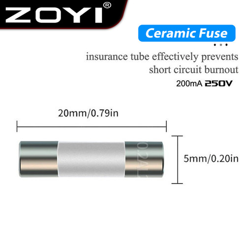 [EZR.2100063] ZOYI Fuse Keramik Fuse For Multimeter Instrument 200mA 5mm x 20mm 250V