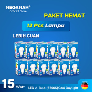 [EZM.9200068] Paket 1 Lusin 12 PCS Lampu LED 15W MEGAMAN YTA70Z1 Original Grosir Hemat