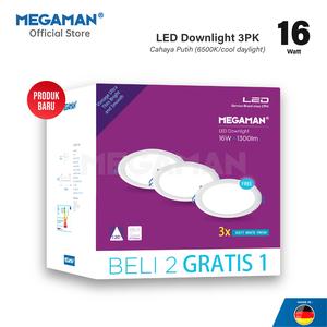 [EZM.9200079] Lampu Plafon LED Downlight Megaman MQTL1130-Y 16 Watt 6500K 3PK