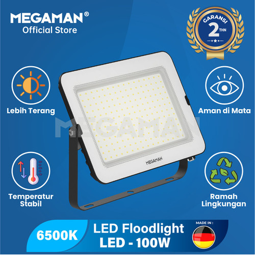 [EZM.9200083] Lampu Proyek 100 Watt Tembak FloodLight Megaman ZDL3014 6500K Putih