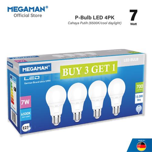 [EZM.9200128] 3 Get 1 Lampu LED Bulb 7 Watt Megaman YTA60Z4 4PK