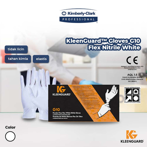 [EZO.5500007] KLEENGUARD G10 Flex White Nitrile Gloves - Sarung Tangan Nitril