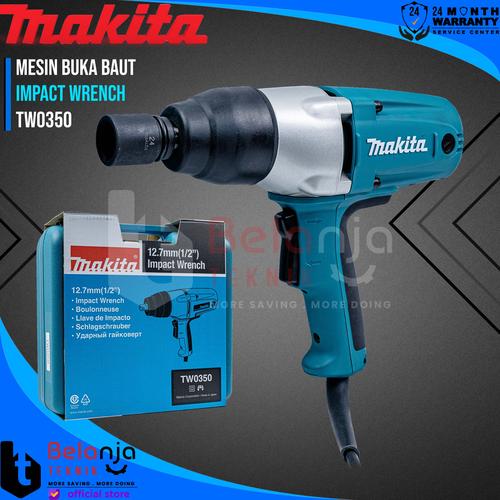 [EZM.3505829] Makita Impact Wrench TW 0350 Mesin Buka Baut Mur 1/2" Inch TW0350 400W