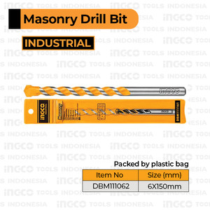 [EZM.8100800] 5Pcs Masonry Drill 6×150 mm INGCO - Mata Bor Tembok Beton 6mm 6x150mm