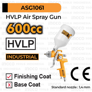 [EZM.8100641] HVLP Air Spray Gun 600 ml INGCO ASG1061 Tabung Atas PROFESSIONAL Paint