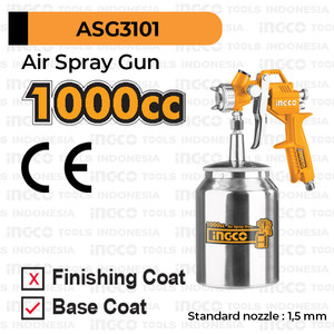 [EZM.8100802] Air Spray Gun 1000 ml INGCO ASG3101 Cat Semprot Paint Tabung Bawah cc