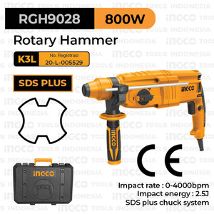 [EZM.8100647] Rotary Hammer Drill (800 W, 2.5J) INGCO RGH9028 Bor Bobok Tembok Beton