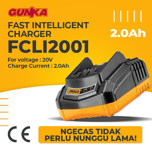 [EZM.8100653] P20S Fast Charger (20V/2A) INGCO FCLI2001 Baterai Cordless Power Tools