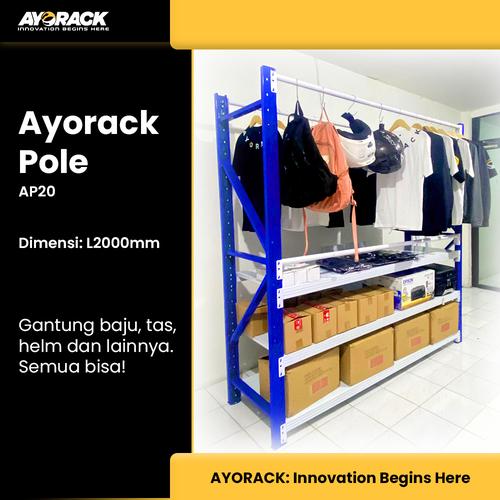 [EZO.8800045] ACC AYORACK POLE AP20 - BEAM BULAT GANTUNGAN RAK GUDANG TIANG RACK HORIZONTAL 2 METER MULTIFUNGSI 100KG AKSESORIS RACK