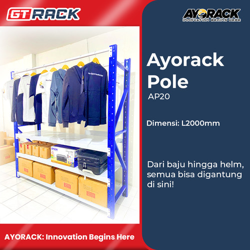 [EZO.8900048] ACCESSORIES RAK GUDANG AYORACK POLE AP20 ACC BESI BEAM 2 METER HANGER BAJU PAKAIAN RUMAH 100KG