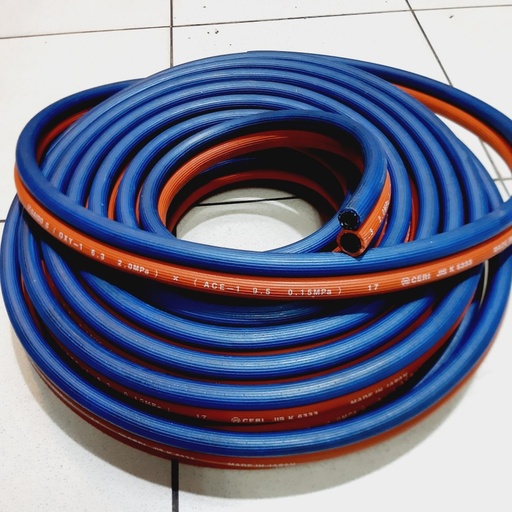 Daido Selang Las Double Acy LPG Oxy / Acetylene Oxygen Made in Japan (1 roll = 100 meter) /roll