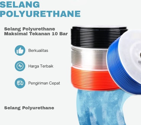 Selang Angin Pneumatic Polyurethane (PU) 6MM x 4MM Bening (/meter)