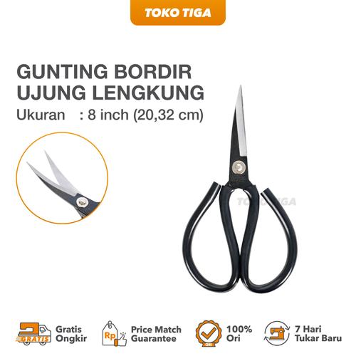 [EZO.0300111] Gunting Aplikasi Bordir Model Kodok Ujung Bengkok Lengkung / Embroidery Scissors 8 Inch