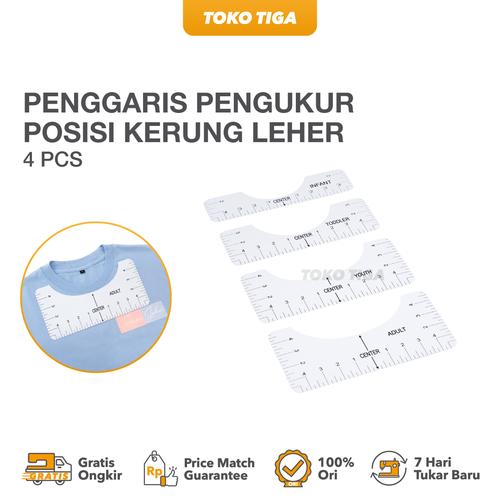 [EZO.0300063] Penggaris Pengukur Posisi Kerung Leher / T-Shirt Ruler Guide (4 pcs)