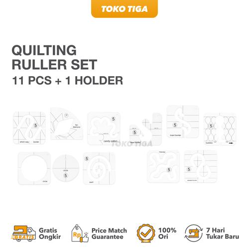 [EZO.0300068] Penggaris Quilting / Free Motion Template Set FMQ Grip 5 isi 12 pcs