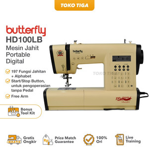 [EZO.0300707] Mesin Jahit BUTTERFLY HD-100LB / HD100LB Portable Digital Multifungsi
