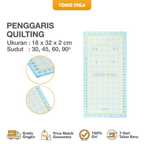 [EZO.0300779] Quilting Ruler / Penggaris Quilting Akrilik YOKO 16 x 32 cm