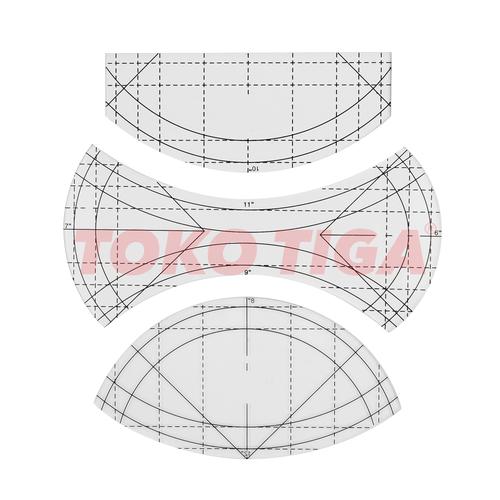 [EZO.0300863] Penggaris / Quilting Template Model Curve Isi 3 Pcs (QTSKCU3)