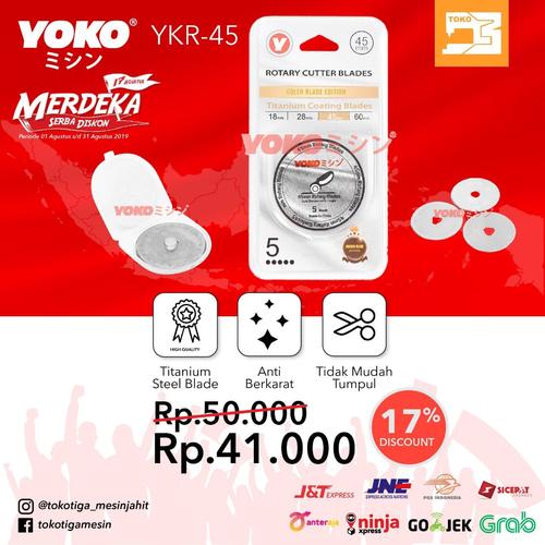 [EZO.0301257] Mata Pisau Refill Rotary Cutter 45mm / 45 mm YOKO (YKR-45)