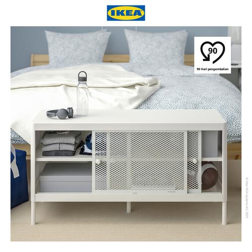 [EZO.0500006] IKEA MACKAPAR Bangku Penyimpanan dengan Pintu Geser Putih 100x37cm
