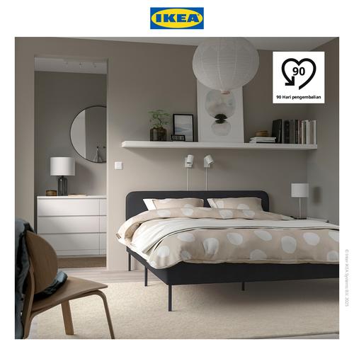 [EZO.0500024] IKEA SLATTUM Rangka Tempat Tidur Berlapis Abu Tua 160x200cm