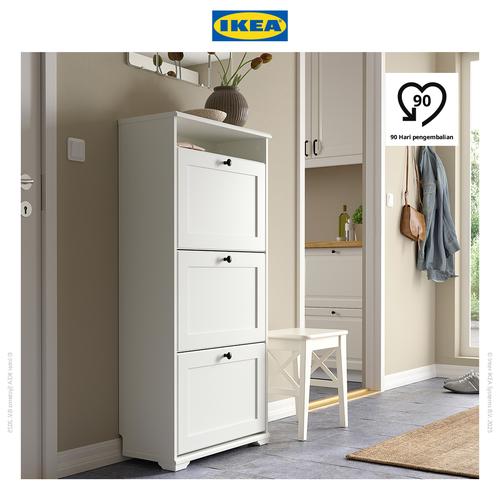 [EZO.0500026] IKEA BRUSALI Kabinet Sepatu dengan 3 Kompartemen Putih 61x30x130cm